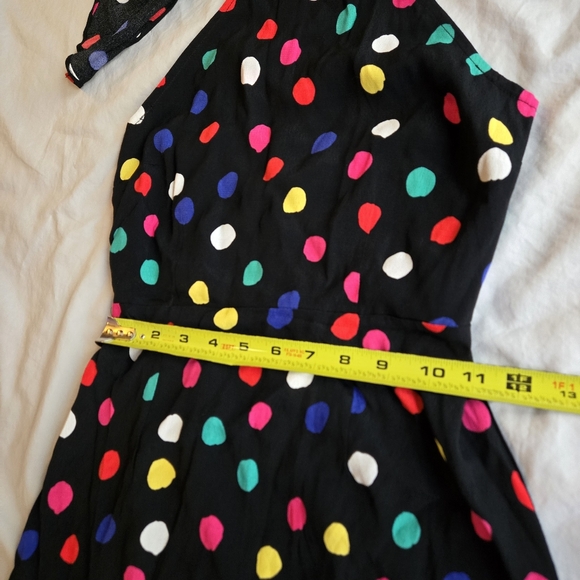 RIXO Black Multicolor Rainbow Polka Dot Halter Dress - Picture 5 of 10